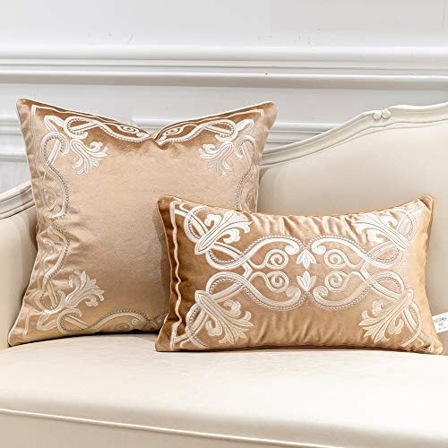 Avigers Lumbar Pillow Cover 12 x 20 Inch, Beige, Velvet, Hidden Zipper - Image 6
