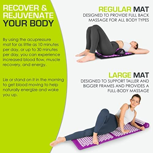 ProsourceFit Acupressure Mat and Pillow Set for Back/Neck Pain Relief and Muscle Relaxation, Large - Black/Pink - Image 5