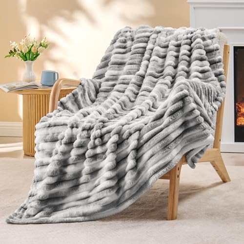 BEDELITE Ribbed Twin Blanket for Couch & Bed, Black&White, 60"x80" - Image 6