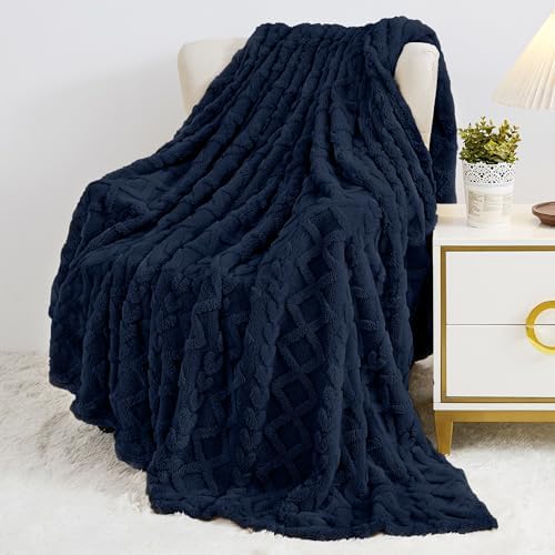 Aganear Fleece Throw Blanket for Couch Sofa 50"x60" Navy by Aganear