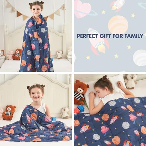 yescool Plane Weighted Blanket 10 Pounds Twin Cooling Weighted Lap Blanket, Space Heavy Blanket, Breathable Weighted Throw Blanket Gifts for 80-110lbs, 40"x60" - Image 6