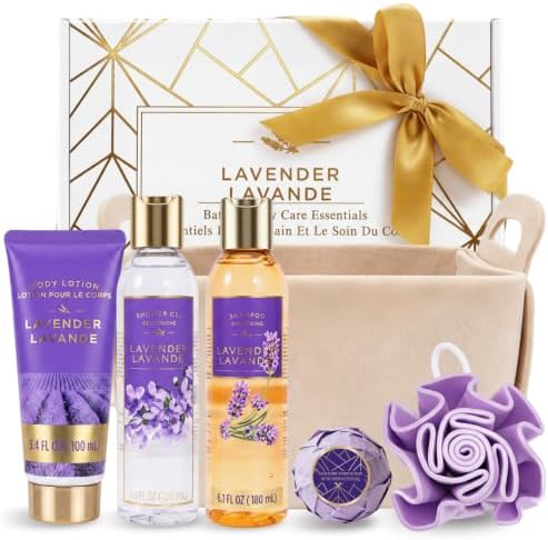Gifts for Women, 6pc Lavender Felt Storage Spa Gift Baskets for Women by spaluxetique
