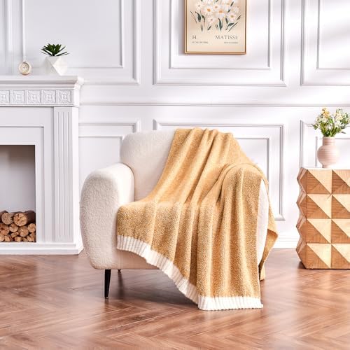 CozeCube Reversible Knitted Throw Blanket, Orange White Melange 60"x80" - Image 2