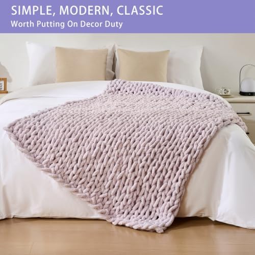 Bigacogo Chunky Knit Throw Blanket for Couch, 40x60 inches, Berry Haze - Image 3