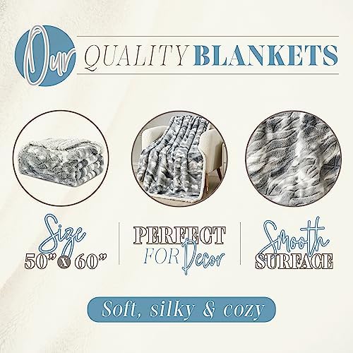 Elegant Comfort Luxury Valentine’s Day Sherpa Throw Blanket Ultra-Soft Cozy Velvet Aesthetic Fleece Throw - Micromink Sherpa for Her, Girlfriend, Sherpa Reversible Blanket- Alaska Gray - Image 3