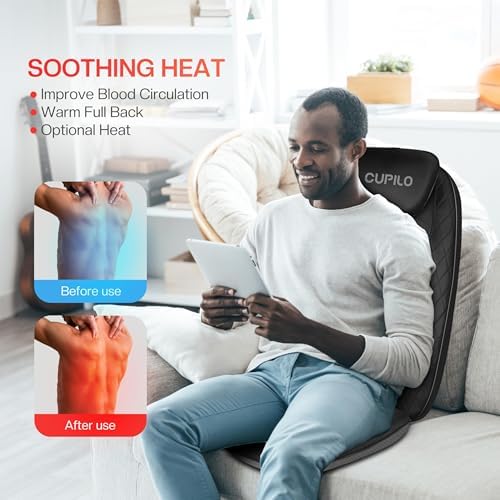 CuPiLo Back Massager for Chair - Full Back Massager with Heat for Back Pain Relief Deep Tissue, Chair Massager Pad, Back Support Inflatable Flap Massage Chair Cushion, Gifts for Men Dad - Image 5