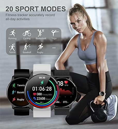 Smart Watch for Women Men, Bluetooth Call Fitness Tracker for Android and iOS Phones Waterproof Smartwatch with 1.32" HD Full Touch Screen AI Voice Control Heart Rate Sleep Monitor Pedometer, Black - Image 5