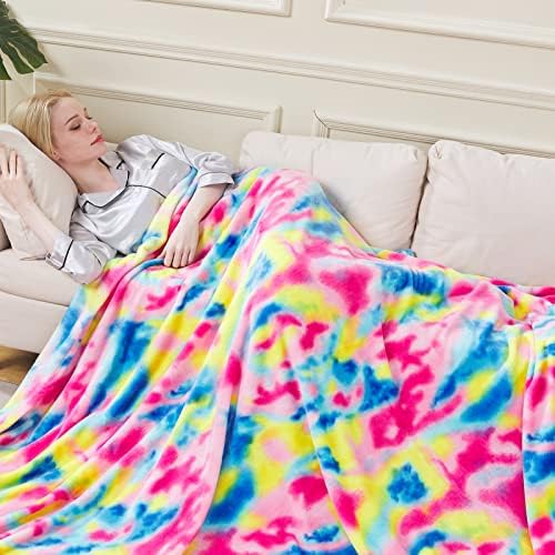 Colorful Blanket Queen Size- Premium Lightweight Anti-Static Rainbow Throw Soft Couth Sofa Cozy Warm Flannel Blankets Plush Gift for Daughter Mom, Bedroom Decor 90" x 90"(Rainbow Queen) by RICHAVE