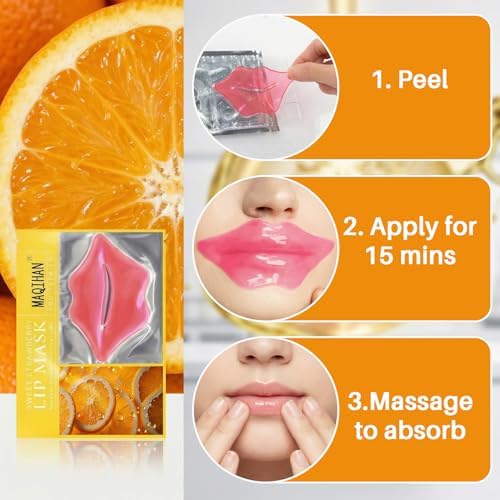 30PCS Moisturizing Lip Mask - Lip Patches for Spa Daily Labial Masks Skincare Hydrating to Reduce Wrinkles Dryness Anti-wrinkle Lightens (Orange) - Image 6