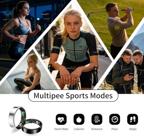 Smart Ring Health Tracker for Women Men, Sleep Exercise Health Monitoring Wearable Ring, Real‑Time Tracking, iOS/Android Compatible, IP68 Waterproof, No Subscription, 5‑Day Battery (Silver, 10) - Image 3