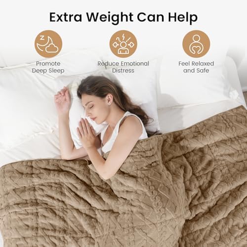Drewin 20lbs Weighted Blanket Queen Size for Adults,Brownish White,60"x80" - Image 3