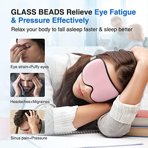 YFONG Weighted Sleep Mask for Women Men, 3D Light Blocking Eye Mask, Pink - Image 3