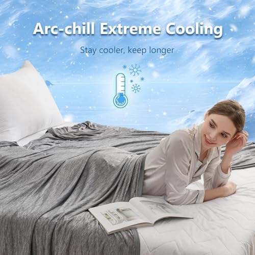 CHOSHOME Cooling Blanket for Hot Sleepers - Summer Blanket Thin Soft Lightweight Breathable Double Side Enhanced Cooling for Hot Flashes, Night Sweats, Bed, Couch (Grey, 60 x 80 inches) - Image 5