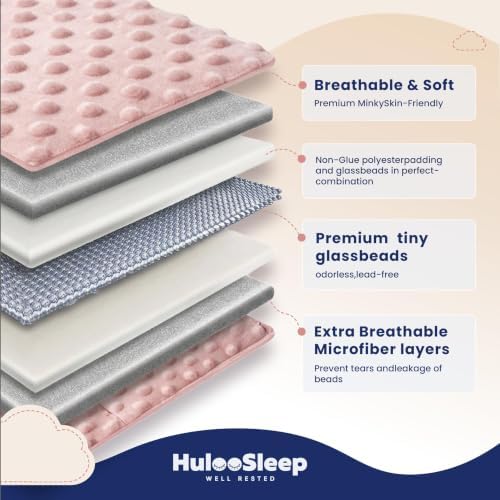 Huloo Sleep Weighted Blanket Queen 15lbs for Adult(60"×80",Pink) Breathable Soft Minky Weighted Throw Blanket for All Season,Heavy Blanket with Premium Glass Beads - Image 5