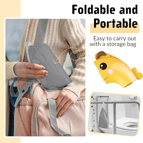 Maliton Folding Travel Potty Training Seat for Toddlers, Yellow Bee - Image 7