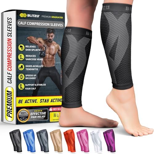 BLITZU Calf Compression Sleeves, Footless Compression Socks for Men & Women by BLITZU