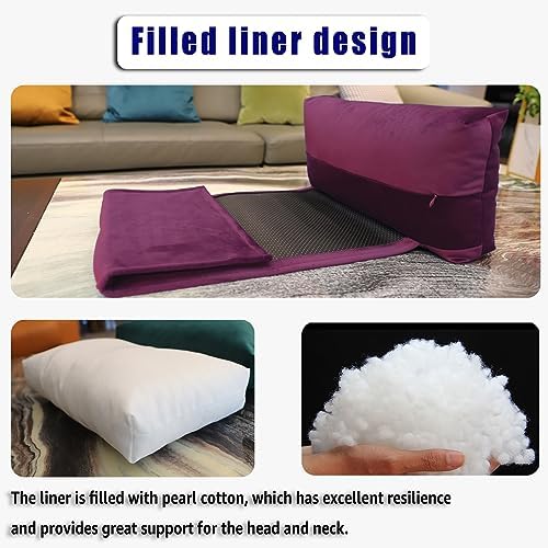 Non-Slip Head Pillow for Recliners - Neck Support Cushion with Velvet Cover for Pain Relief at Home, Office and Travel (Plum) - Image 5