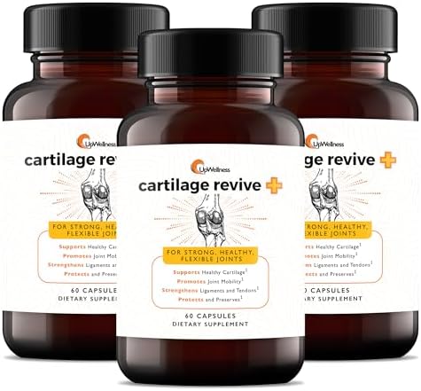 UpWellness Cartilage Revive + Joint Support Supplement for Men and Women - Powered by D-Glucosamine Sulfate, MSM, Vitamin D3, C and More - 3 Bottles by UpWellness