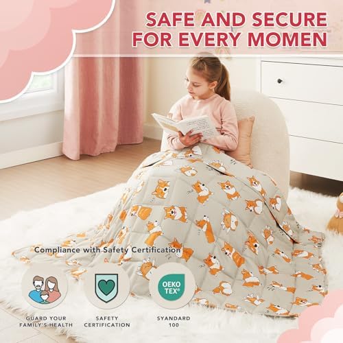 CuteKing Weighted Blanket - Weighted Blanket with Premium Glass Beads - Breathable Heavy Blanket for Comfortable Rest - Thick Blanket All Season(3lbs, 36"x48", CuteDog) - Image 2