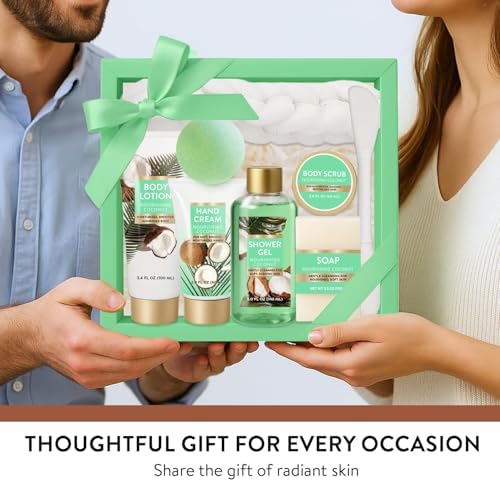 Spa Gift for Women, 8 Piece Luxury Coconut Bath Set with Bubble Bath & Bath Bombs Body Scrub Lotion Hand Cream, Bath Sets for Women Gift, Anniversary Present Birthday Gifts - Image 6