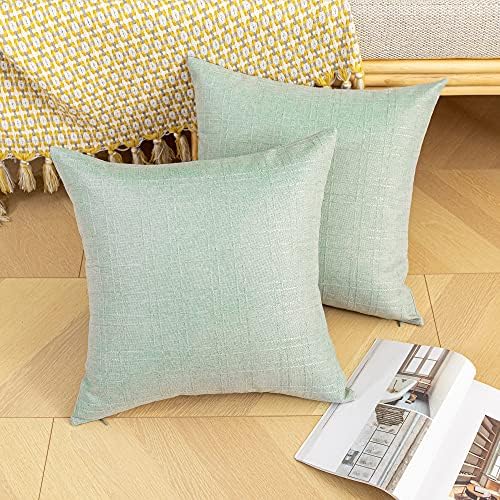 Kevin Textile Outdoor Waterproof 18”x18” Pillow Covers 2 Pack, Mint - Image 5