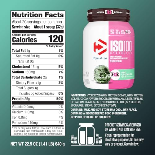 Dymatize ISO100 Protein Powder, 100% Whey Isolate, Mint Chocolate Chip - Image 2