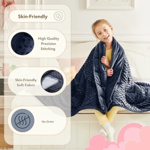 CuteKing Weighted Blanket - Weighted Blanket with Premium Glass Beads - Heavy Blanket Crystal Velvet for Comfort Sleep - Thick Blanket All Season (3lbs, 20"x30", Blue Bubble) - Image 5