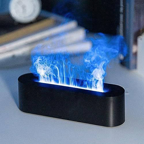 YALEDI Essential Oil Diffuser, Fireplace Flame Fire Oil Diffuser, 150ml Ultrasonic Cool Mist Aromatherapy Humidifier, Scent Aroma Diffuser with 7 Colors Light, Timer & Auto-Off for Home, Room (Black) by Yaledi