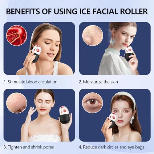 Ice Roller for Face and Eye, Reusable Silicone Ice Facial Roller Ice Holder, Face Ice Mold Skin Care, Ice Cube Roller for Shrink Pores Anti Wrinkle Reduce Puffiness, Black - Image 4