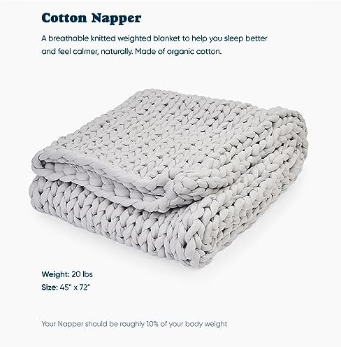 Bearaby Cotton Hand-Knit Weighted Blankets for Adults - Chunky Knit Blanket - Sustainable, Breathable, Organic, Cooling Weighted Blanket - Machine Washable (Moonstone Grey, 20 lbs, 45"x72") - Image 2