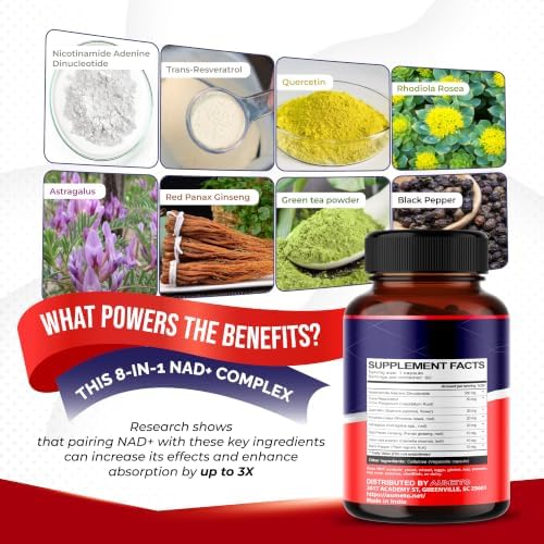 Advanced NAD+ 8-in-1 with Trans-Resveratrol & Quercetin, 90 Capsules - Image 3