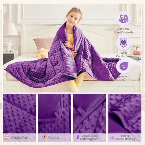 Weighted Blanket - 2 lbs Purple Minky Heavy Blanket, 19"x21", Small Size Breathable Lap Blanket - Image 5