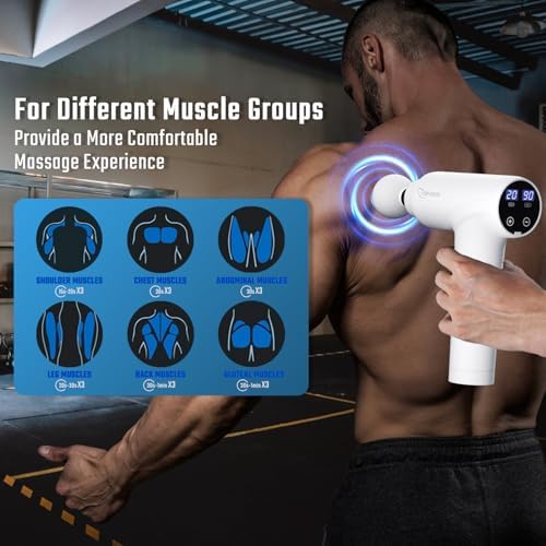 cotsoco Massage Gun Deep Tissue, Muscle Massage Gun Back Massager for Pain Relief, 20 Speeds Handheld Electric Massager Tool with Silent Brushless Motor, Suitable for Gym Office Home Travel - Image 7