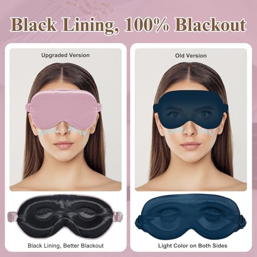 BeeVines 22 Momme Silk Sleep Mask, 3D Contoured Eye Masks for Women(2 Pack) - Image 5