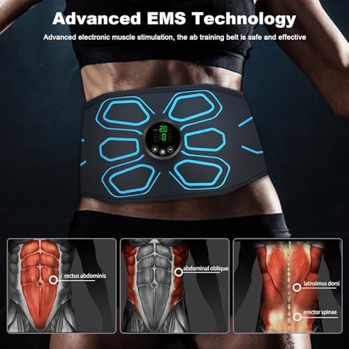 FDA Cleared - MHD TENS Muscle Stimulator Electronic Abs Muscle Toner Ab Machine Trainer for Abdomen Easy Abs Muscle Stimulation and Activation, Home Gym Use Black1 - Image 2