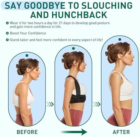 WNIEYO Posture Corrector for Women, Back Brace Posture Corrector Neck Hump, Back Support for Men and Women - Upper Back Pain Relief, Improve Posture, Correct Hunchback, Slouching, Kyphosis(L) - Image 3