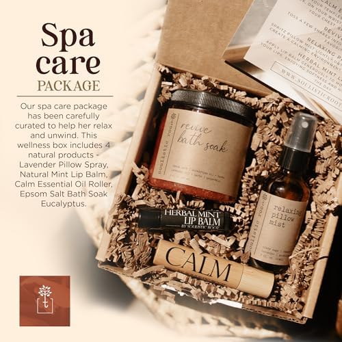 SOULISTIC ROOT Self-Care Set - Luxury Spa Bath Kit, Pillow Mist, Cooling Lip Balm, Tranquil Essential Oil Roller & Epsom Salt Bath Soak Pampering Package, Holistic Gifts for Him & Her - Image 2