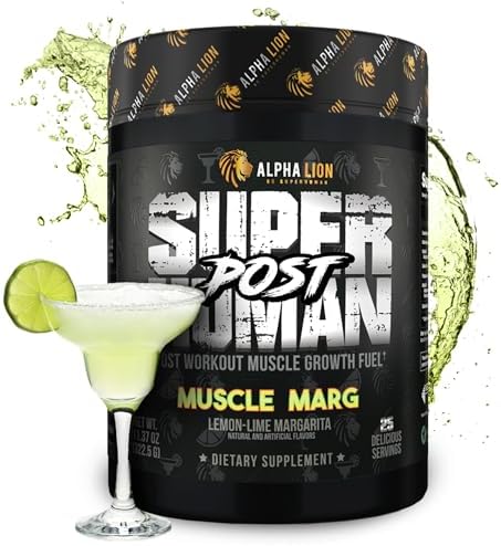 Alpha Lion Superhuman Post Workout Powder, Muscle Builder Drink, Creatine Monohydrate + More for Lean Muscle Growth, Strength & Volume, Supplement for Women & Men (25 Servings, Muscle Marg) by AlphaLion
