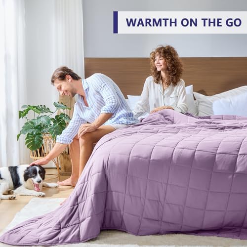 King Size Weighted Blanket for Adults (25 lbs, 80” x 87”, Purple) Cooling Heavy Blanket for Sleeping Perfect for 240-260 lbs, Breathable Blanket for Adults & Couple All Season, Machine Washable - Image 5