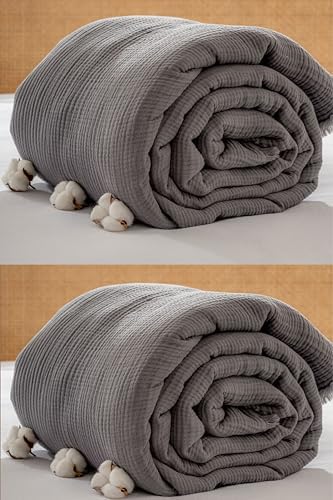 Muslin Blanket - Pure 100% Turkish Cotton Airy Soft Light Versatile Gauze Throw Blanket for Bed, Couch, Sofa (Dark Gray, Twin XL Size (71" x 95" inch)) - Image 4