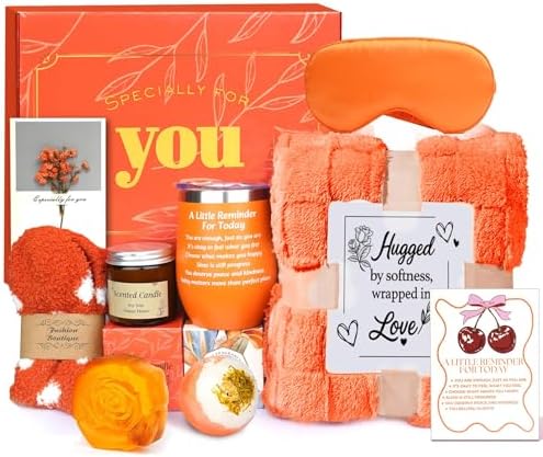Halloween Orange Self Care Set Relaxing Spa Gifts Fall Boo Basket for Her by ANOTION