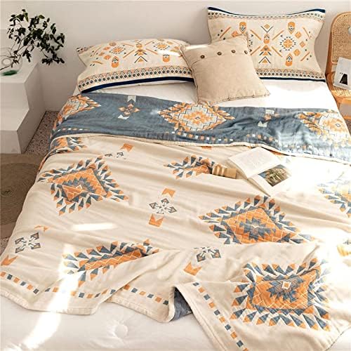 MSGKV Summer Cotton Muslin Boho Throw Blanket 60"x80" for Couch Bed by MSGKVHomeTextiles