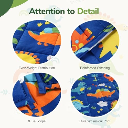 Sivio Weighted Blanket for Sleep, 5lbs, 36 x 48 inches, Blue Dinosaur - Image 4