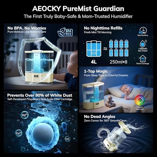 AEOCKY Geek-Level Ultrasonic Humidifier, 4L Top-Fill Cool Mist Diffuser - Image 6