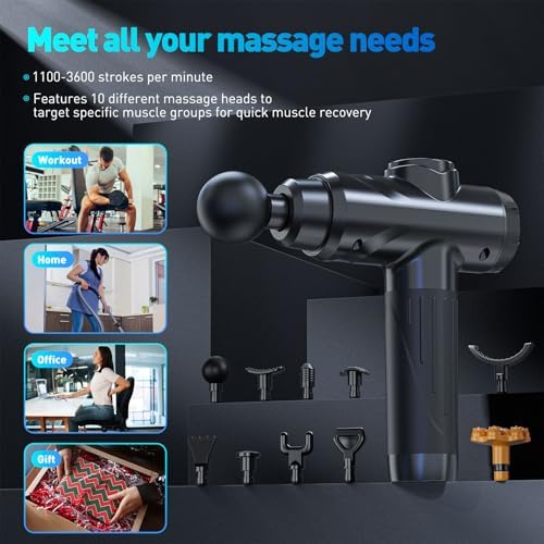 Massage Gun, Deep Tissue Percussion Massager for Pain Relief, Super Quiet Portable Body Relaxation Electric Muscle Massage Gun with 10 Attachment 30 Speed - Image 2