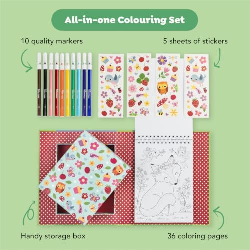 Tiger Tribe Coloring Set - Forest Fairies, Activity Set for Kids, incl. Stickers & Markers Portable Storage Box, Perfect for Travel, Great Gift - Image 2