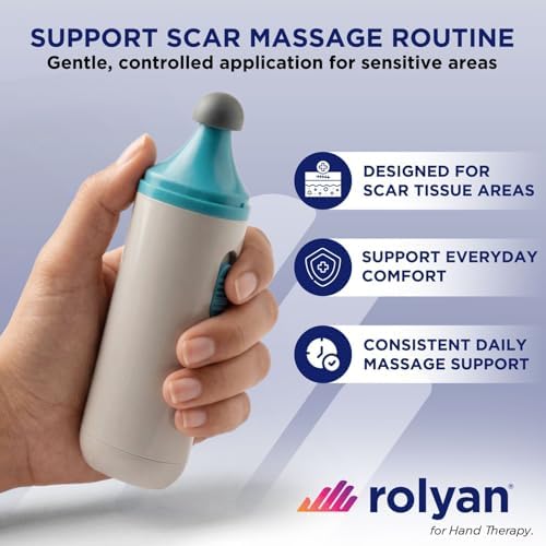 Rolyan Mini Scar Massager, Handheld Portable Vibration Massager with Interchangeable Heads, Quiet, Battery Operated for Targeted Hand & Skin Care, Reduces Appearance and Sensitivity of Scars - Image 2