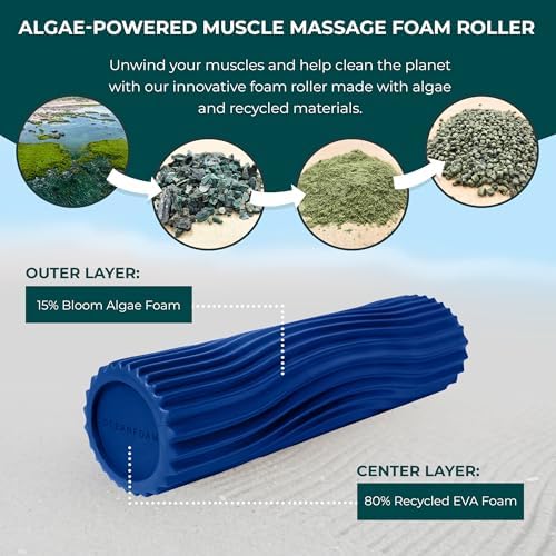 Oceanfoam Tidal Roller - Royal Blue - Muscle Massage Foam Roller for Back Pain & Stretching - Firm and Ergonomic Wide Wave Textured - Yoga, Athletics, & Wellness - Full Size, 20" x 5" - Image 6