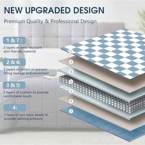 Weighted Blanket for Adults 20lbs, 60"x80", Queen Size Cooling Heavy Throw Blanket for 180-220lbs, Microfiber Soft Big Blankets Weighted Comforter, Blue Checkered - Image 6
