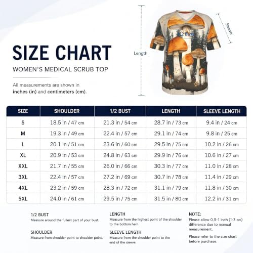 Men's Scrub Top,V-Neck Spill Wrinkle Resistant,3 Pockets-Mushroom Forest (1) - Image 5